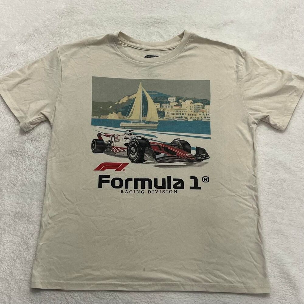 Formula-1 Men's White and Cream T-shirt
